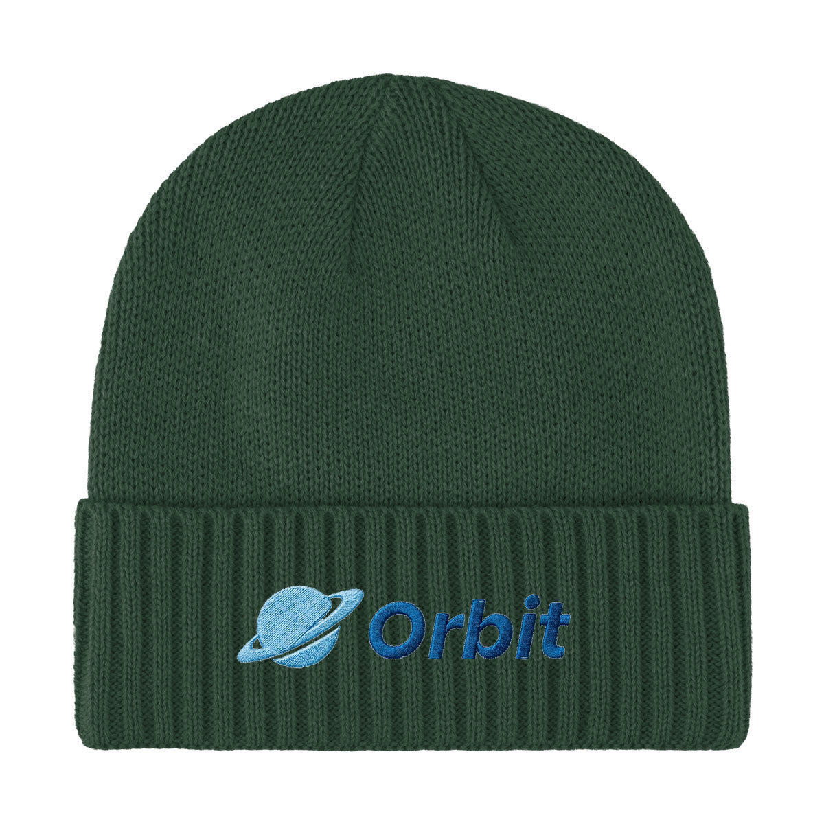 Ribbed Cuff Beanie in Recycled PET - Forest Green - Embroidery