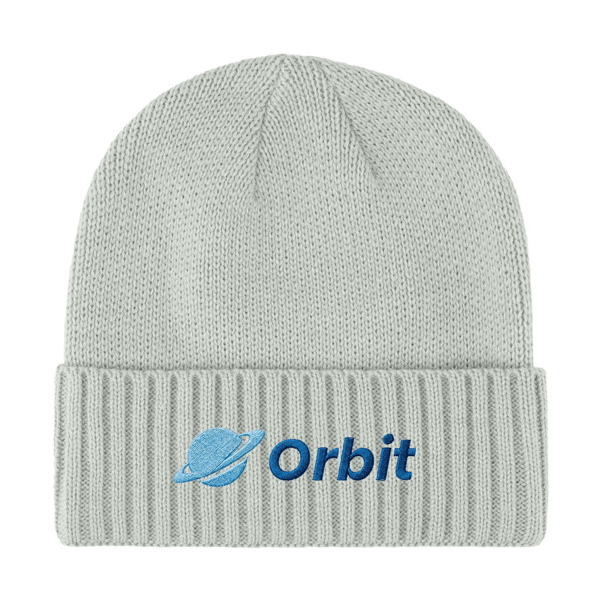 Ribbed Cuff Beanie in Recycled PET - Gray - Embroidery