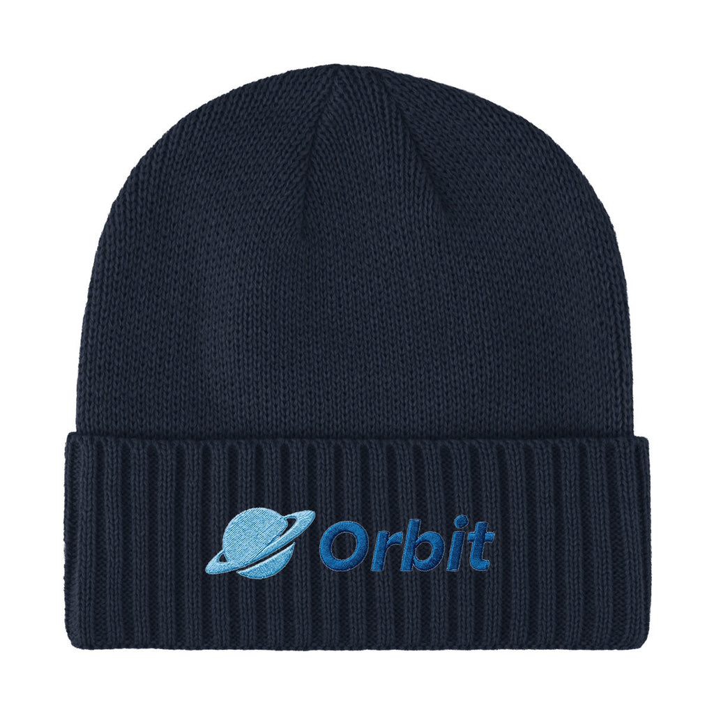 Ribbed Cuff Beanie in Recycled PET - Navy - Embroidery