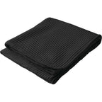Ribbed Fleece Blanket with Whip-Stitched Edge Embroidery - Black - Photo