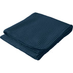 Ribbed Fleece Blanket with Whip-Stitched Edge Embroidery - Navy - Photo