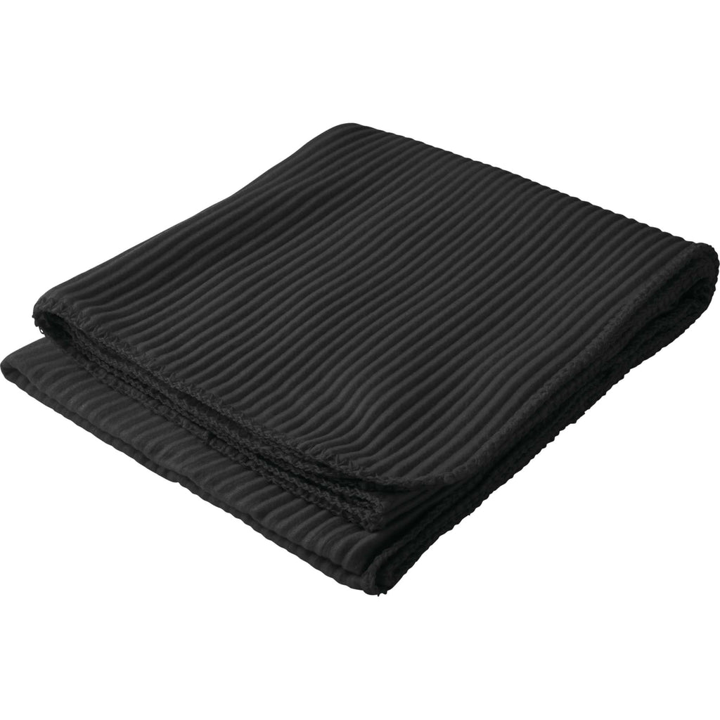 Ribbed Fleece Blanket with Whip-Stitched Edge Full Color - Black - Photo