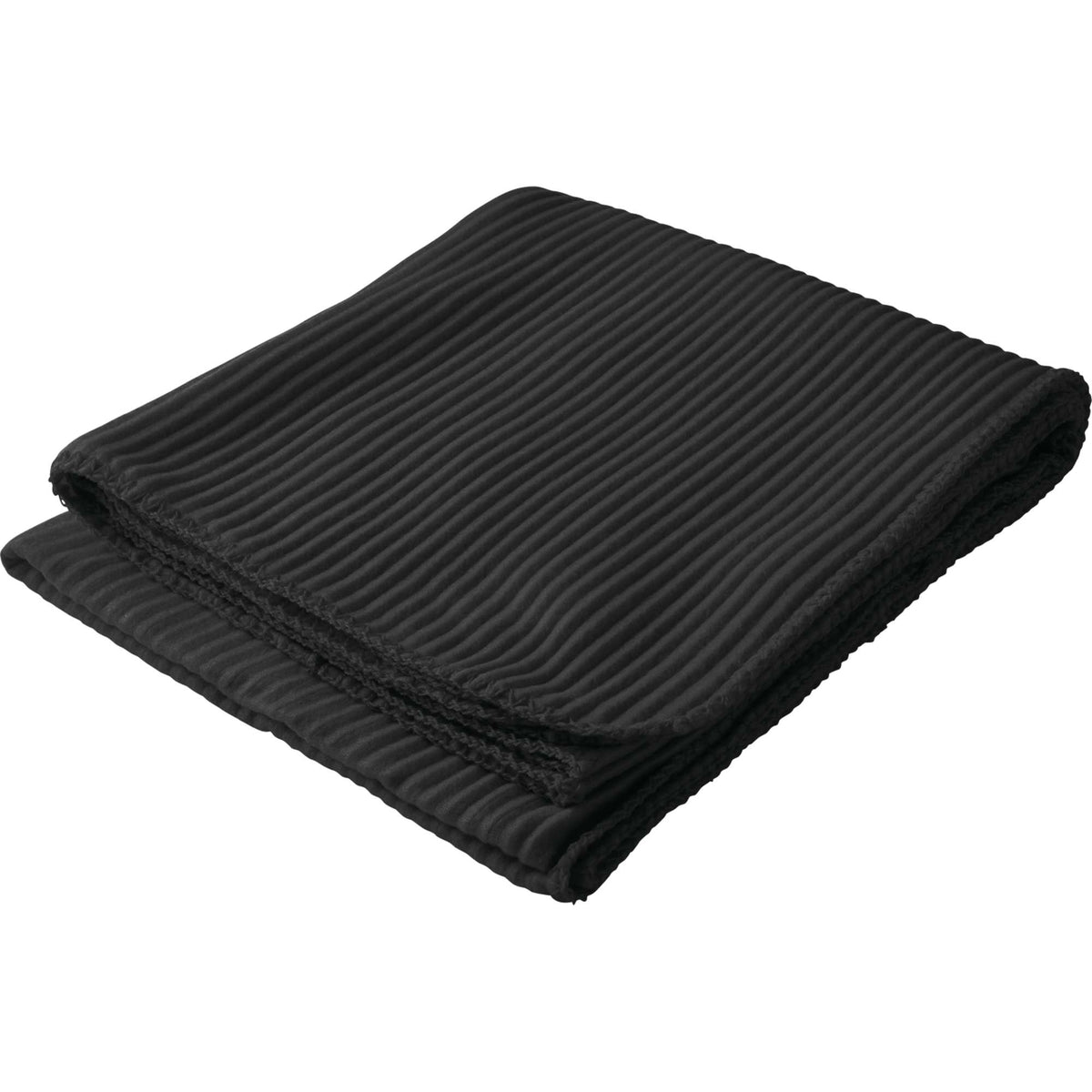Ribbed Fleece Blanket with Whip-Stitched Edge Full Color - Black - Photo