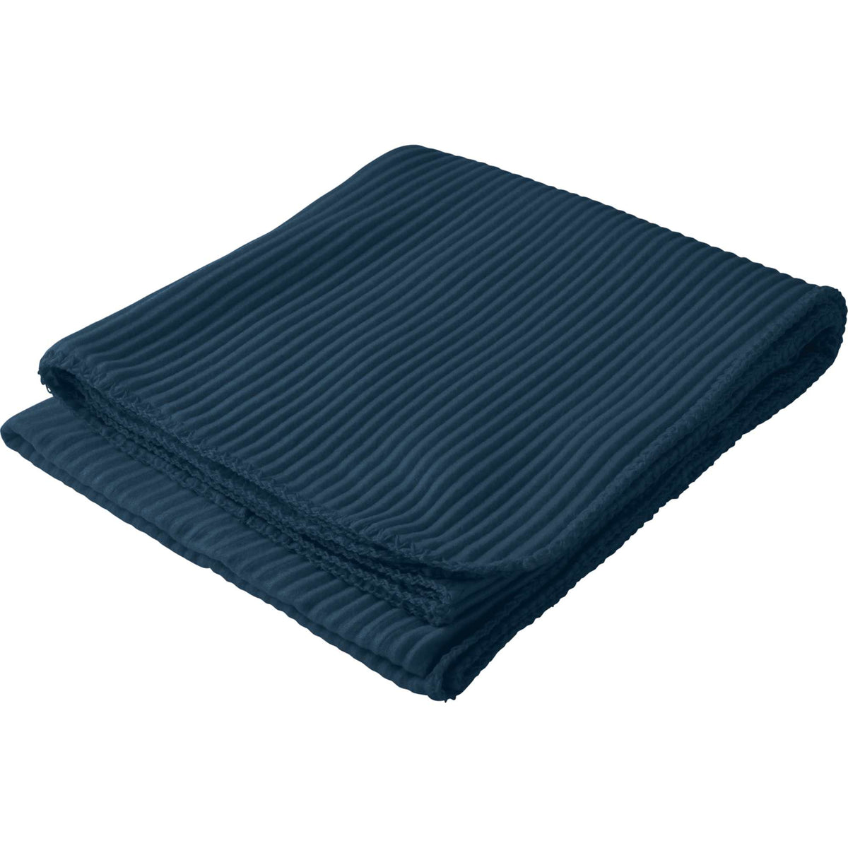 Ribbed Fleece Blanket with Whip-Stitched Edge Full Color - Navy - Photo