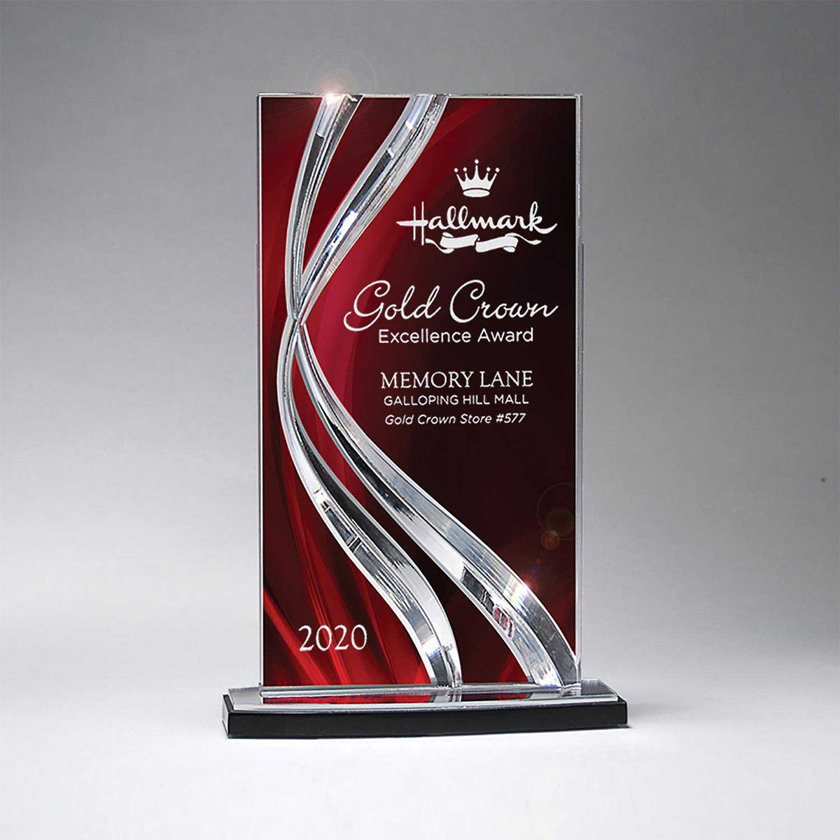 Ribbon Award, Large - Clear with Red