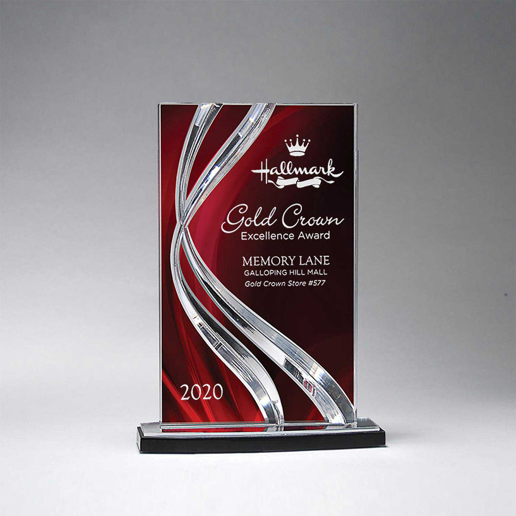 Ribbon Award, Medium - Clear with Red