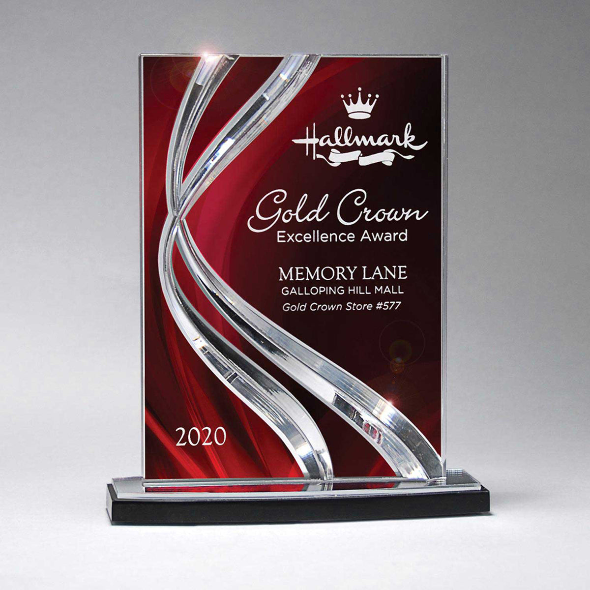 Ribbon Award, Small - Clear with Red