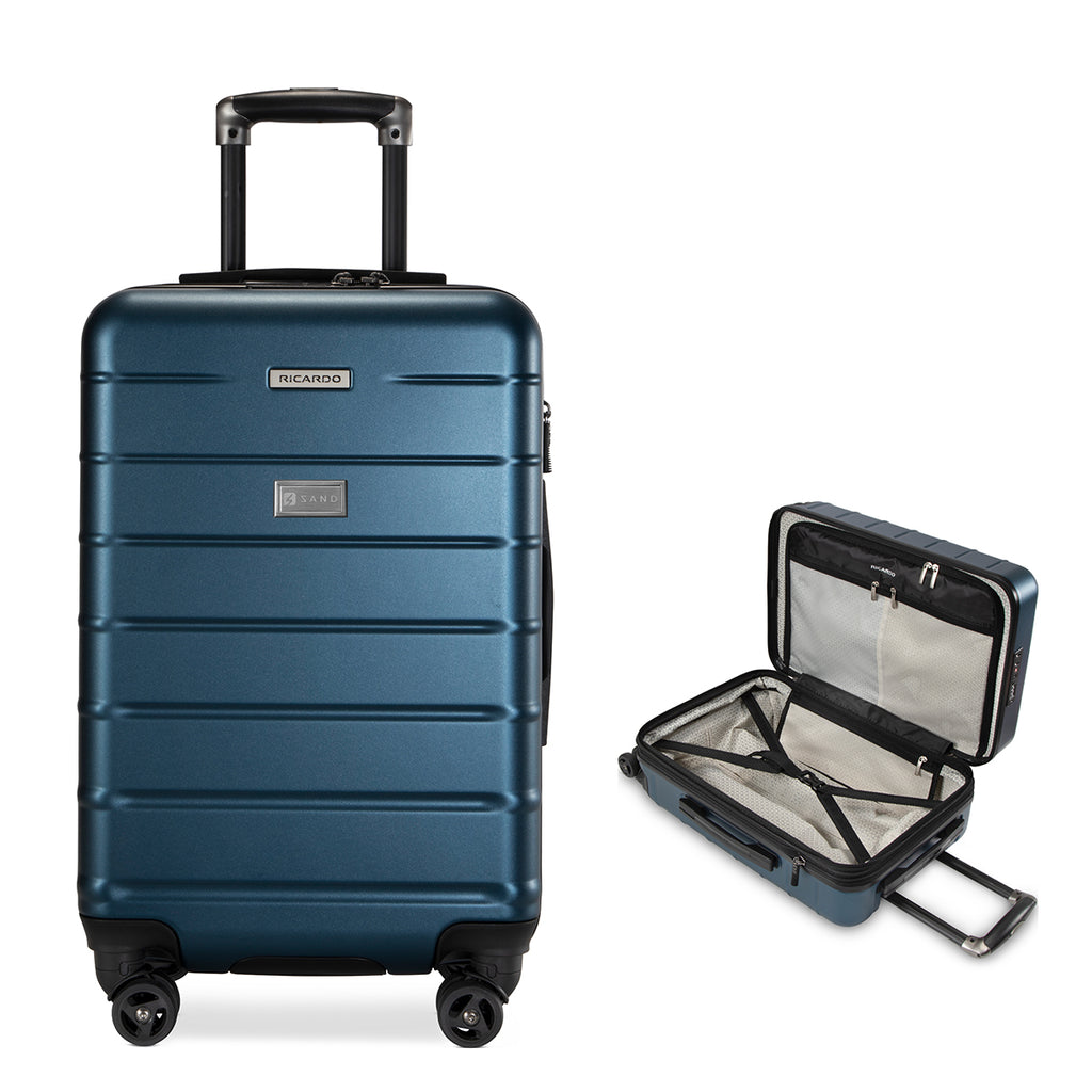 Ricardo Cambria Hardside Expandable Carry-On Spinner, 20 Inch - Blue - Laser Engraving