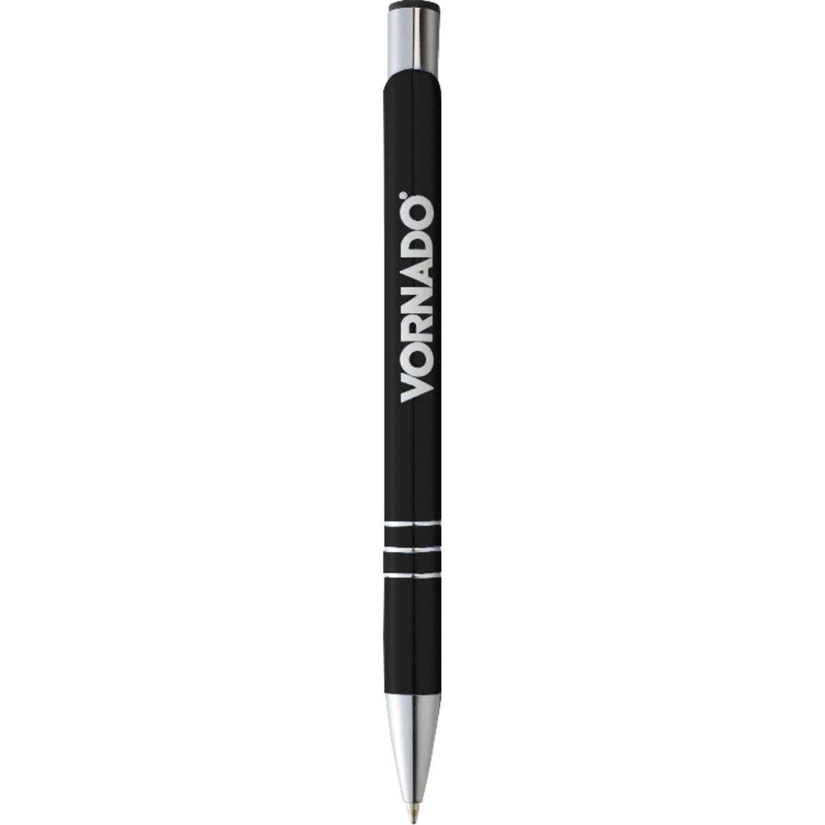 Richmont Click Ballpoint Pen with Triple Chrome Ring - Black - Front