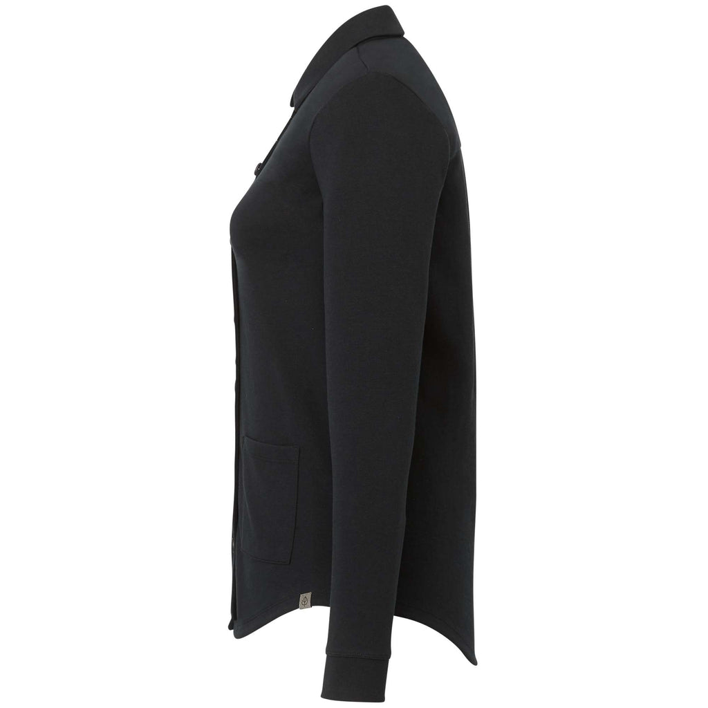 Rigi Eco Knit Button Cardigan for Women Embroidery - Black - Left Side