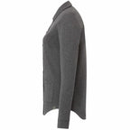 Rigi Eco Knit Button Cardigan for Women Embroidery - Heather Dark Charcoal - Left Side