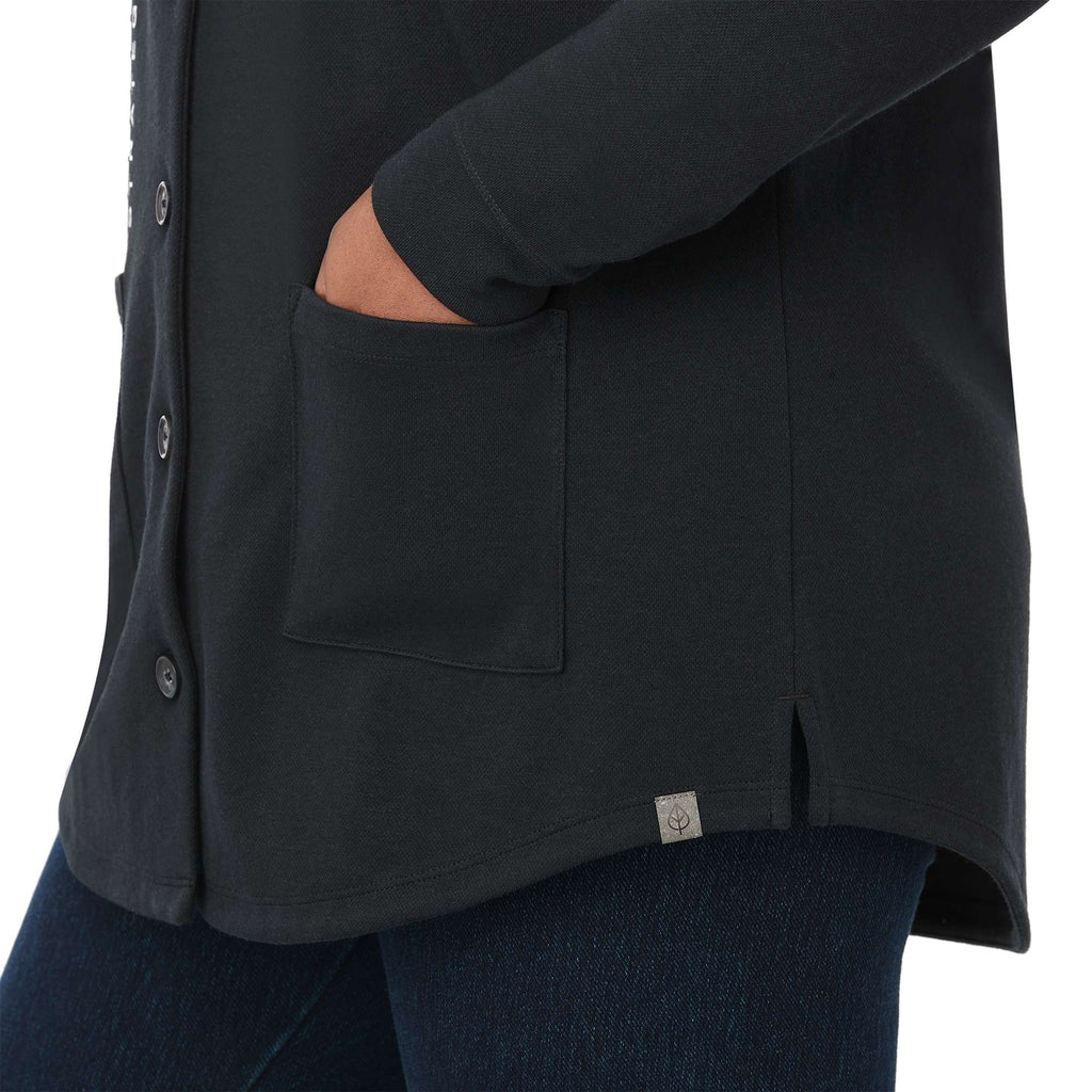 Rigi Eco Knit Button Cardigan for Women Transfer - Black - On Model Detail 2