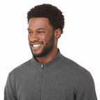 Rigi Eco Knit Full Zip Jacket for Men Embroidery - Heather Dark Charcoal - On Model Detail 2