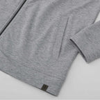 Rigi Eco Knit Full Zip Jacket for Men Embroidery - Heather Grey - Detail Cuff Hem