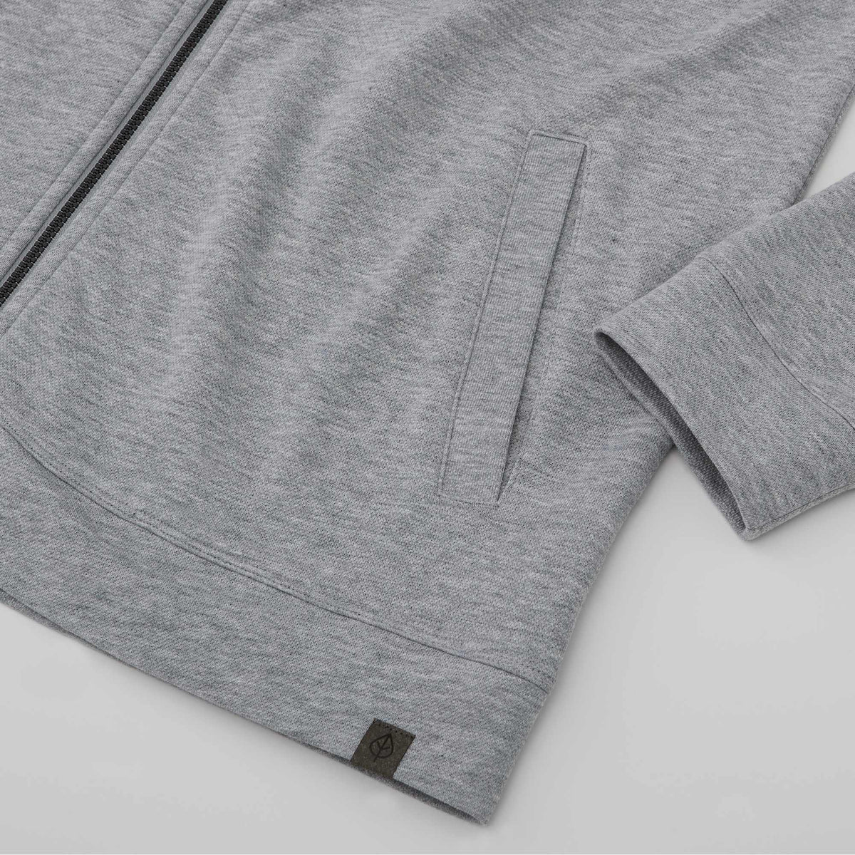 Rigi Eco Knit Full Zip Jacket for Men Embroidery - Heather Grey - Detail Cuff Hem