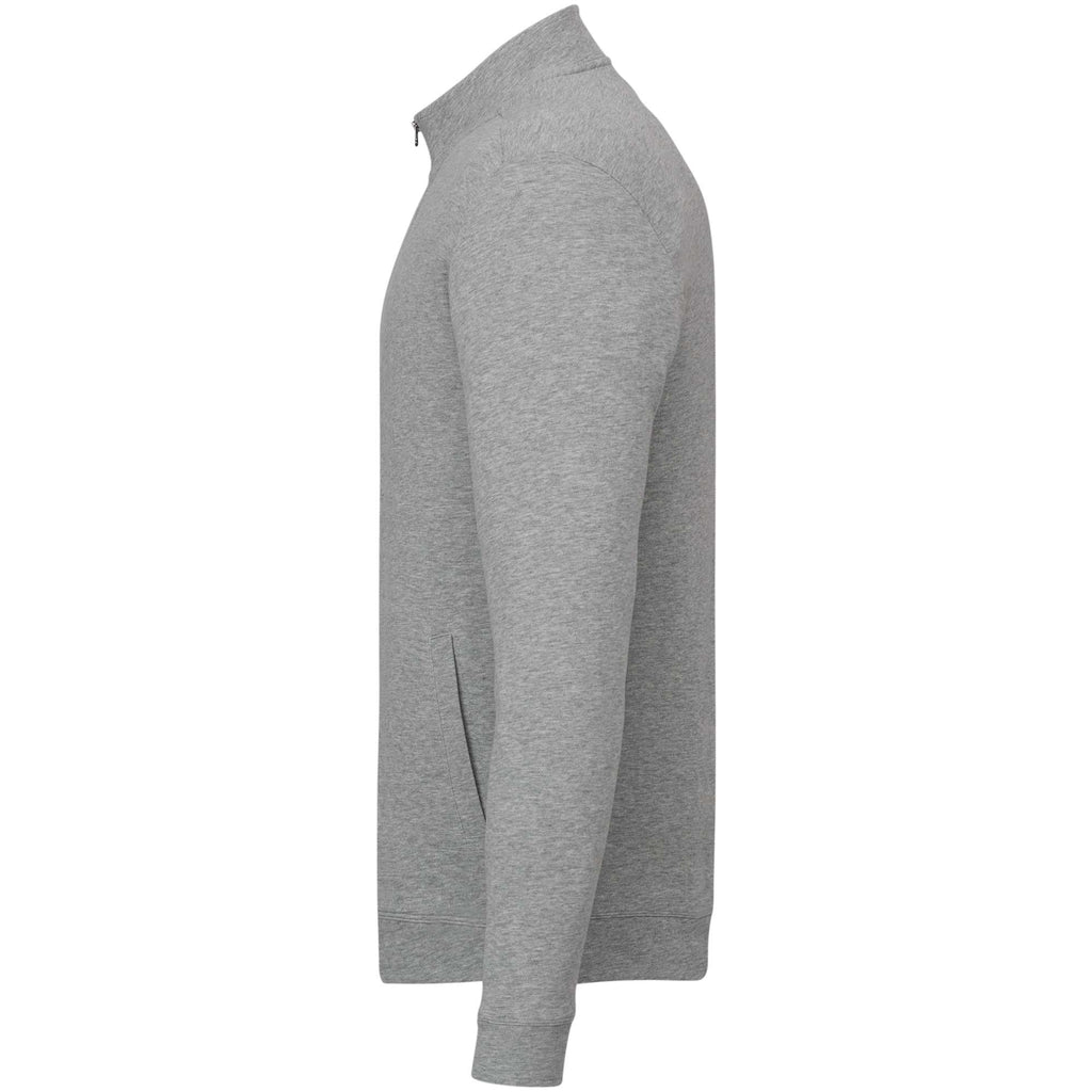 Rigi Eco Knit Full Zip Jacket for Men Embroidery - Heather Grey - Left Side