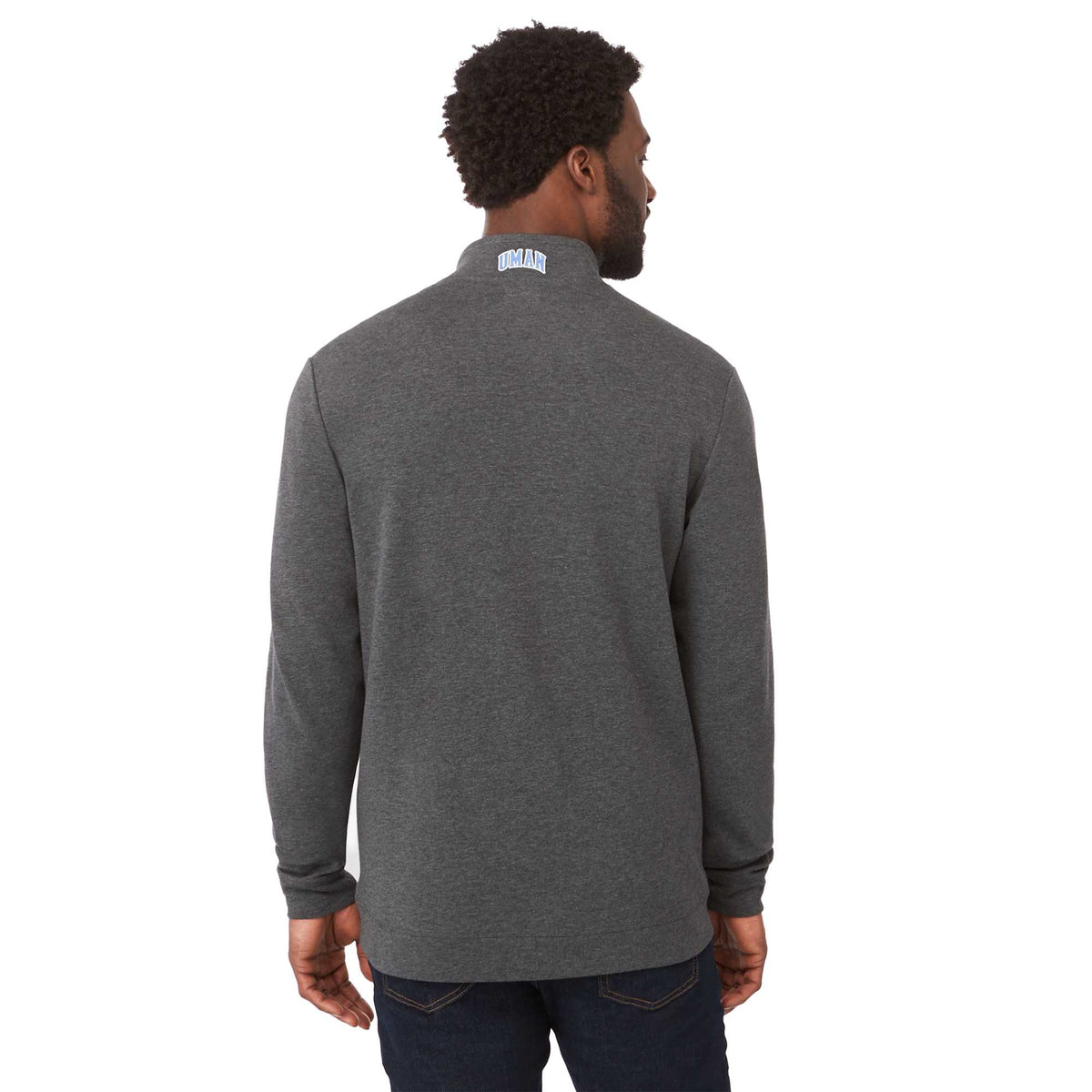 Rigi Eco Knit Full Zip Jacket for Men Transfer - Heather Dark Charcoal - On Model Back