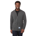 Rigi Eco Knit Full Zip Jacket for Men Transfer - Heather Dark Charcoal - On Model Front