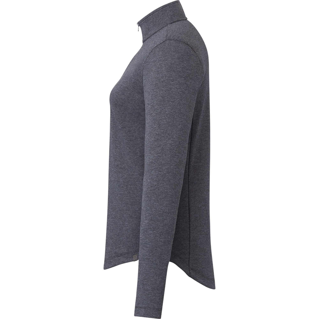 Rigi Eco Knit Half Zip for Women Embroidery - Heather Dark Charcoal - Left Side