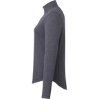 Rigi Eco Knit Half Zip for Women Embroidery - Heather Dark Charcoal - Left Side