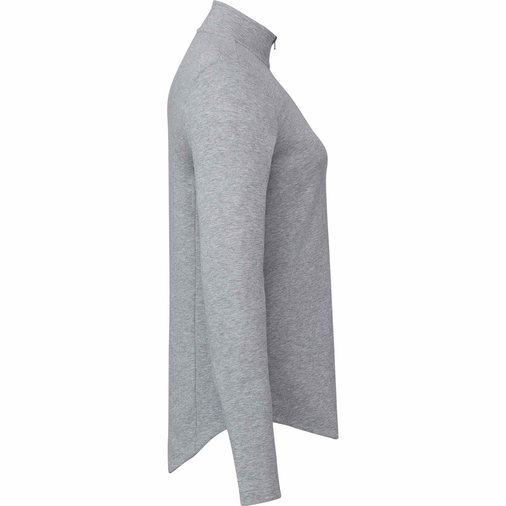 Rigi Eco Knit Half Zip for Women Embroidery - Heather Grey - Right Side