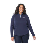Rigi Eco Knit Half Zip for Women Embroidery - Vintage Navy - Front On Model