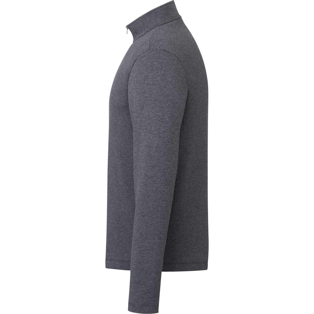 Rigi Eco Knit Quarter Zip for Men Transfer - Heather Dark Charcoal - Left Side
