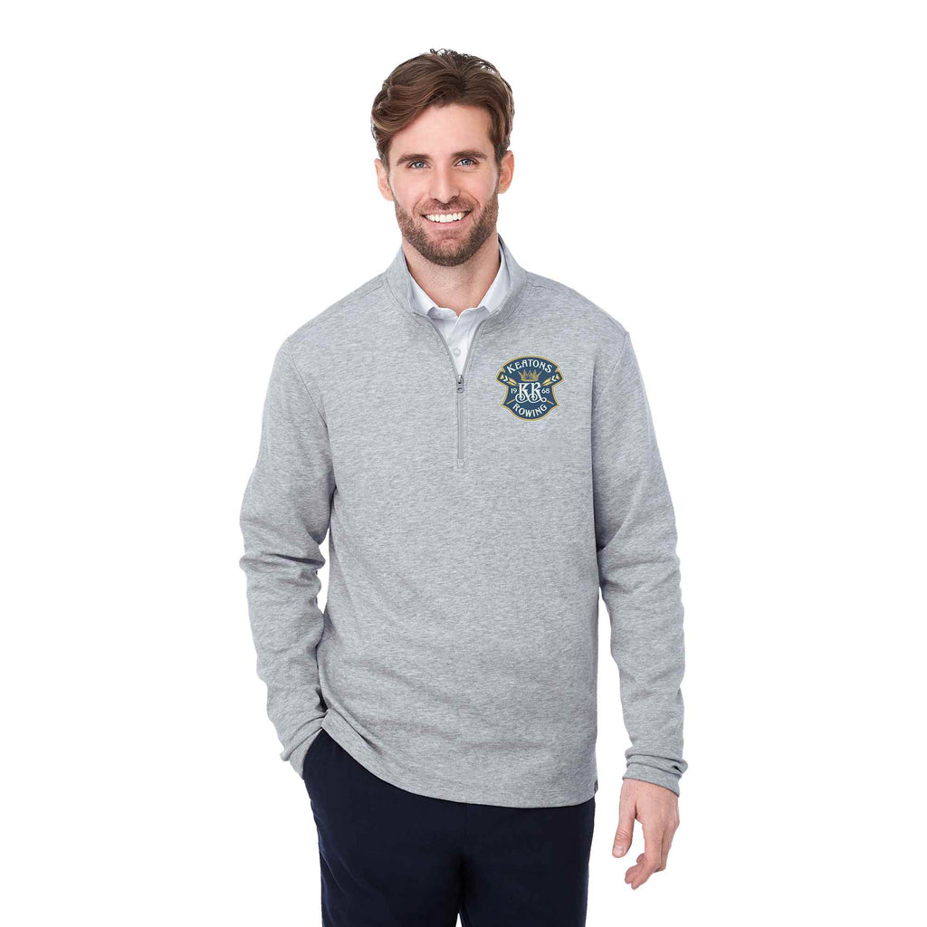 Rigi Eco Knit Quarter Zip for Men Transfer - Heather Grey - Front On Model