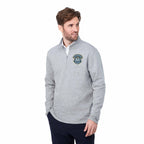 Rigi Eco Knit Quarter Zip for Men Transfer - Heather Grey - Left Angle On Model 2
