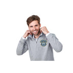 Rigi Eco Knit Quarter Zip for Men Transfer - Heather Grey - Left Angle On Model 3