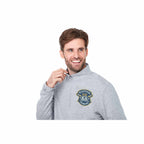 Rigi Eco Knit Quarter Zip for Men Transfer - Heather Grey - Left Angle On Model