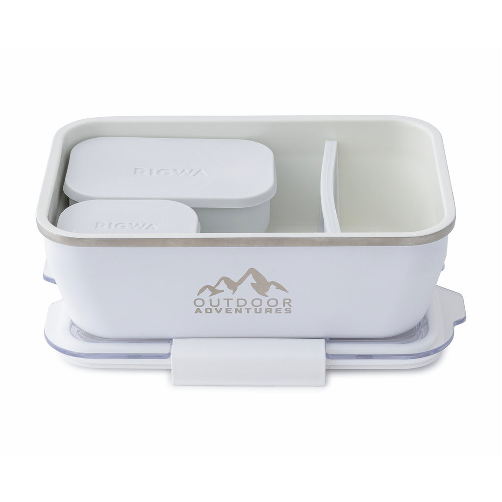 Rigwa Stainless Steel Travel Bento Box, 36 oz Laser Engraving - White - View 3