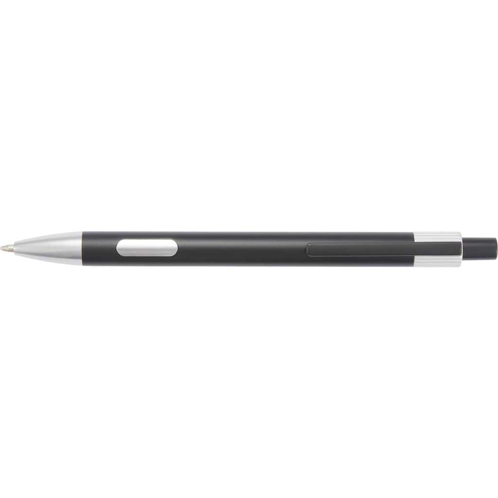 Riley Gel Pen in Recycled Aluminum with Silver Accents - Black - Clip