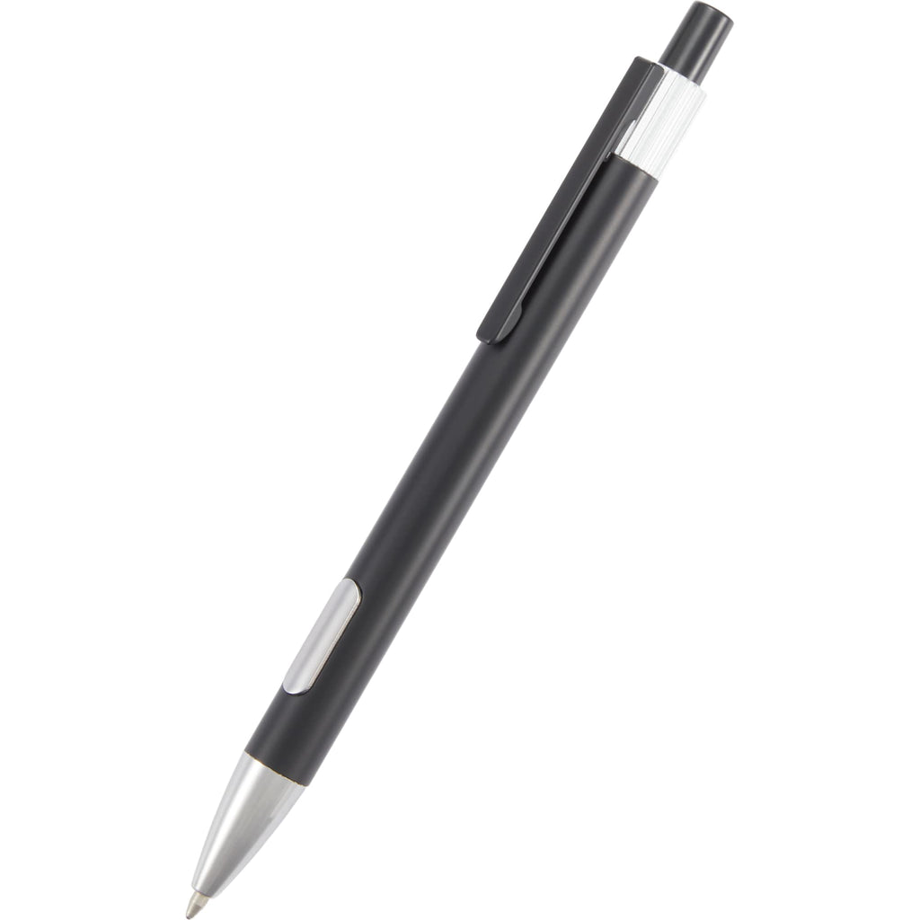 Riley Gel Pen in Recycled Aluminum with Silver Accents - Black - Detail
