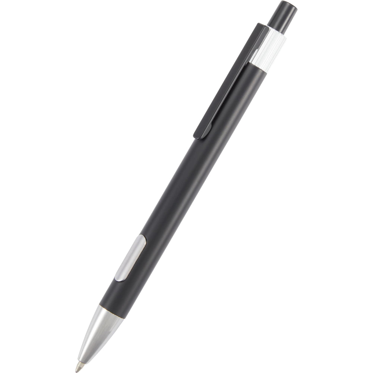 Riley Gel Pen in Recycled Aluminum with Silver Accents - Black - Detail