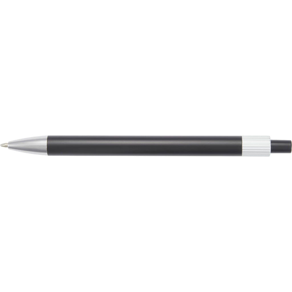 Riley Gel Pen in Recycled Aluminum with Silver Accents - Black - Top