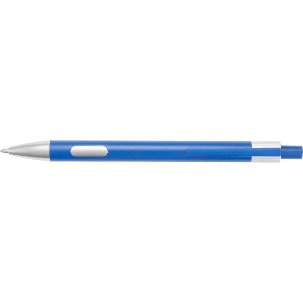 Riley Gel Pen in Recycled Aluminum with Silver Accents - Blue - Clip