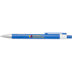Riley Gel Pen in Recycled Aluminum with Silver Accents - Blue - Front