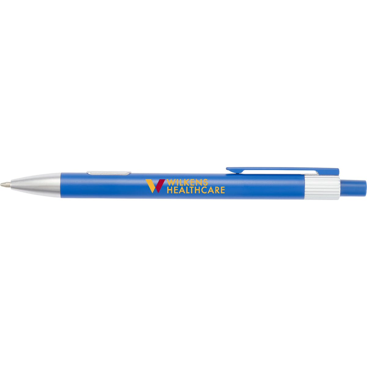 Riley Gel Pen in Recycled Aluminum with Silver Accents - Blue - Front