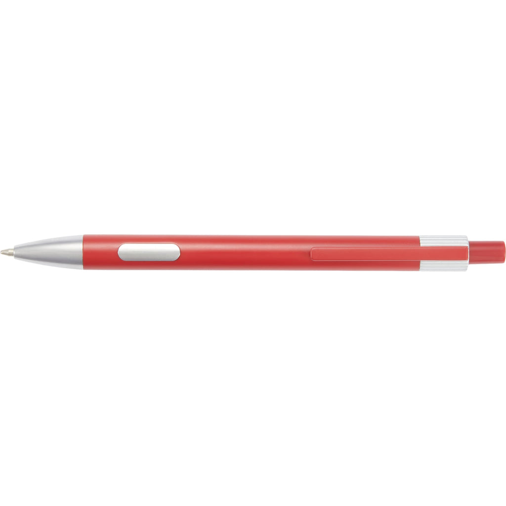 Riley Gel Pen in Recycled Aluminum with Silver Accents - Red - Clip