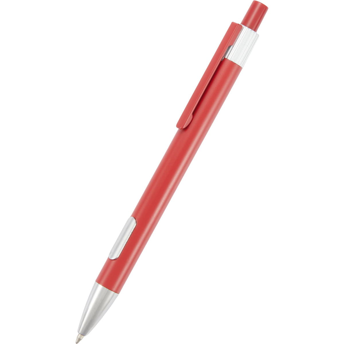 Riley Gel Pen in Recycled Aluminum with Silver Accents - Red - Detail