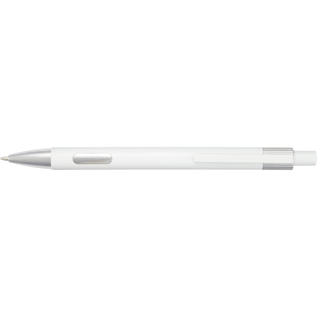 Riley Gel Pen in Recycled Aluminum with Silver Accents - White - Clip