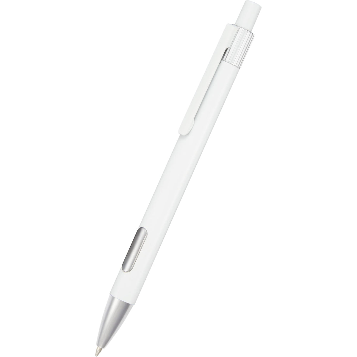 Riley Gel Pen in Recycled Aluminum with Silver Accents - White - Detail