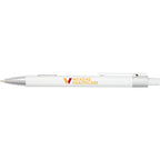 Riley Gel Pen in Recycled Aluminum with Silver Accents - White - Front