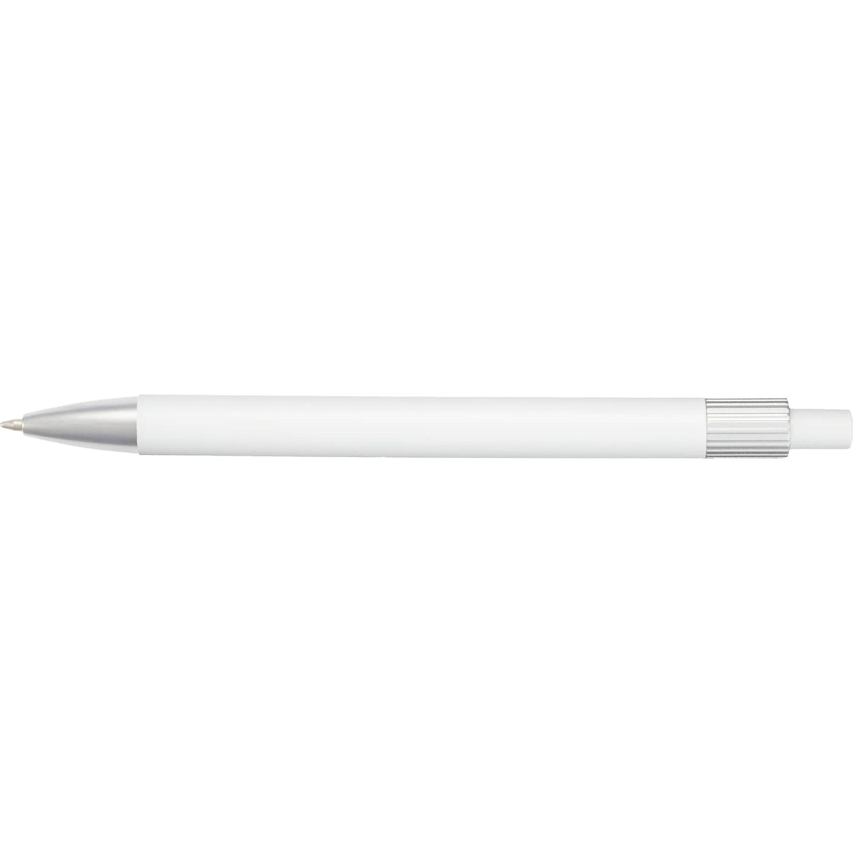 Riley Gel Pen in Recycled Aluminum with Silver Accents - White - Top
