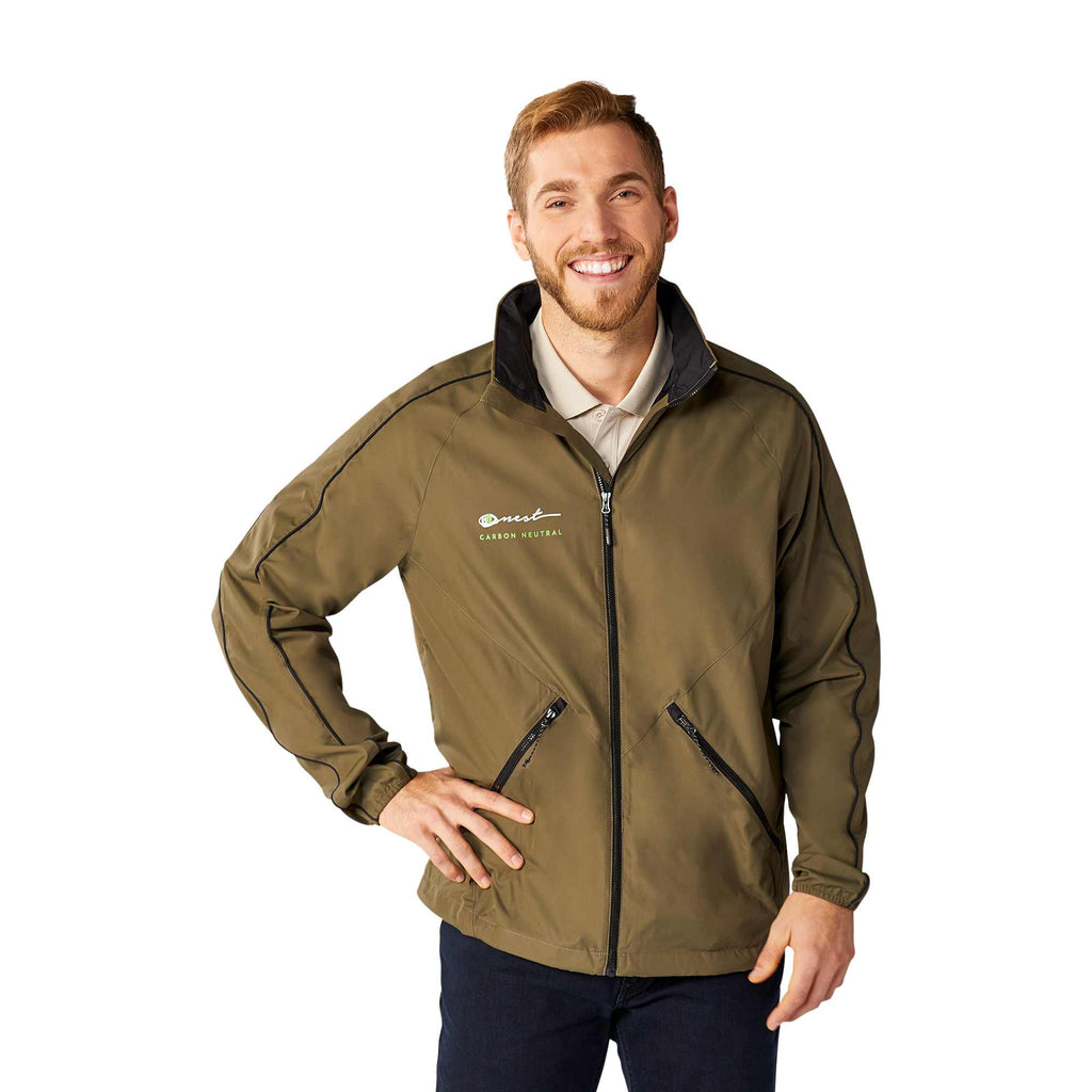 Rincon Packable Jacket with Recycled Content for Men Transfer - Loden/Black - Front On Model