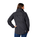 Rincon Packable Jacket with Recycled Content for Women Debossing - Black/Silver - Back Flat 2