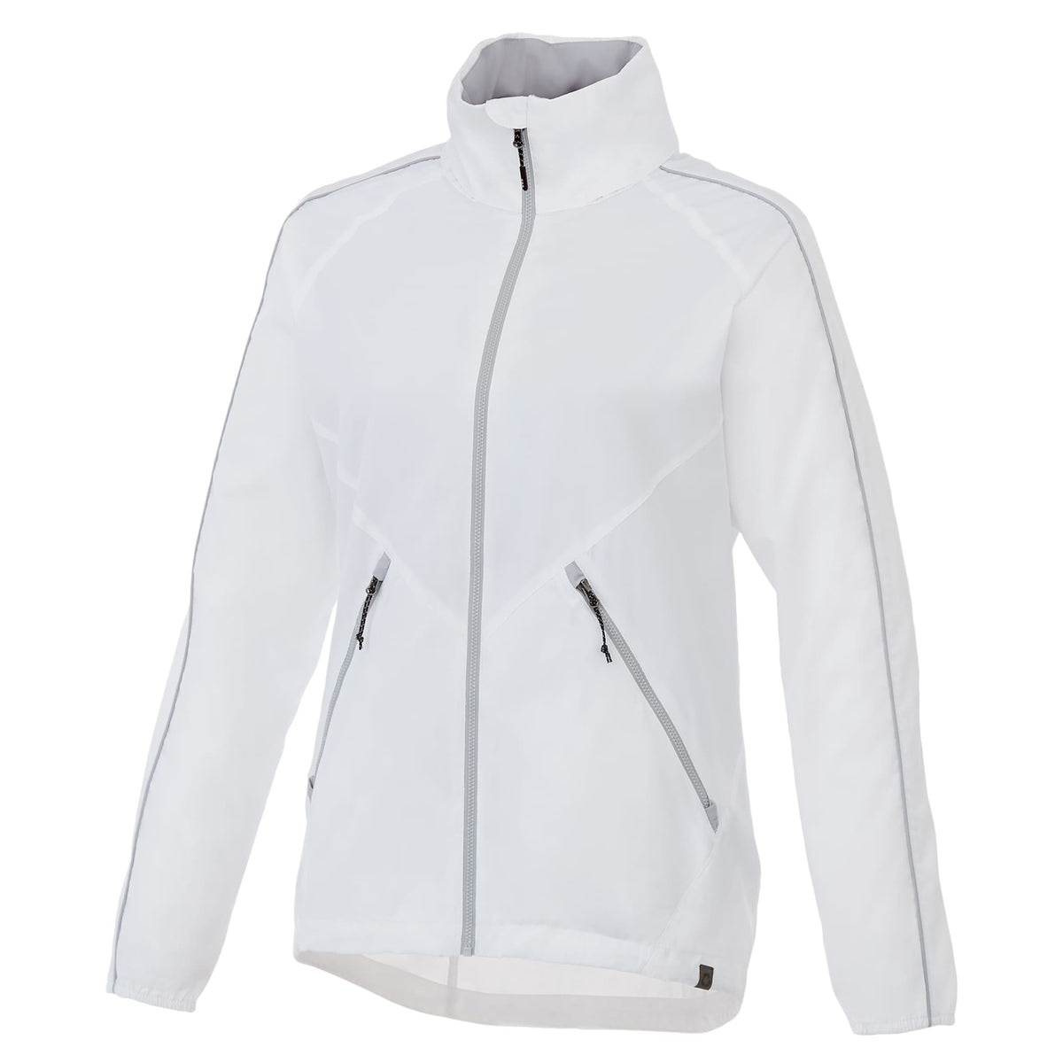 Rincon Packable Jacket with Recycled Content for Women Debossing - White/Silver - Front Flat