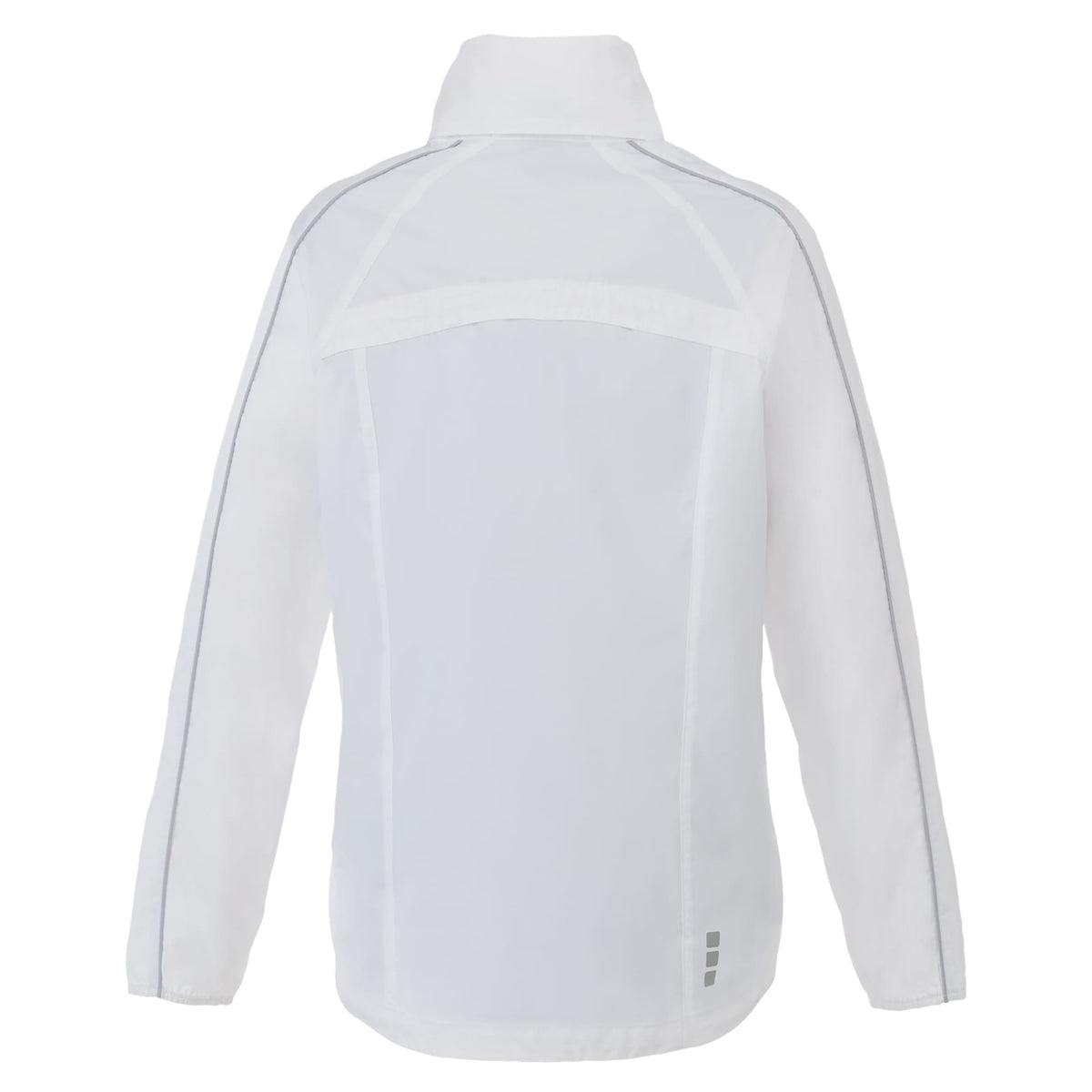 Rincon Packable Jacket with Recycled Content for Women Embroidery - White/Silver - Back Flat