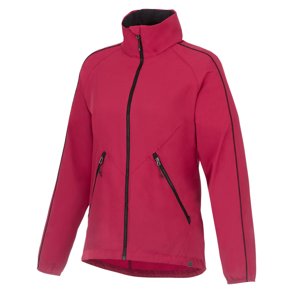 Rincon Packable Jacket with Recycled Content for Women Laser Engraving - Vintage Red/Black - Front Flat